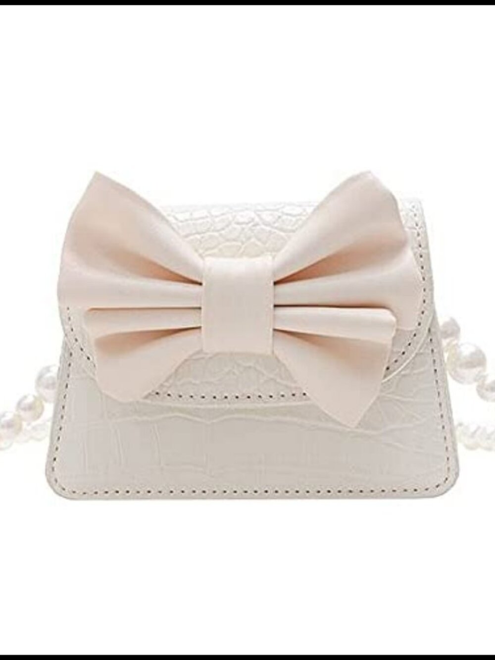 Kids Toddler Crossbody Bag PU Pearl Chain Handbag Shoulder Purse